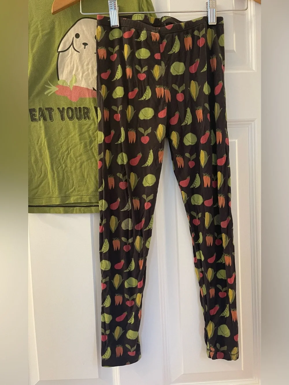 Two pairs of Kickee Pants pajamas - unisex bamboo - bunny rabbit vegetables
